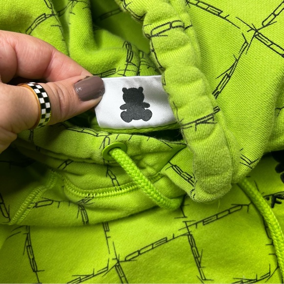 Teddy Fresh Barbed Wire Pullover Hoodie in Lime Green Black - Picture 4 of 10